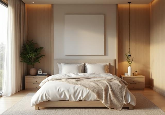 Minimalist bedroom with sustainable materials
