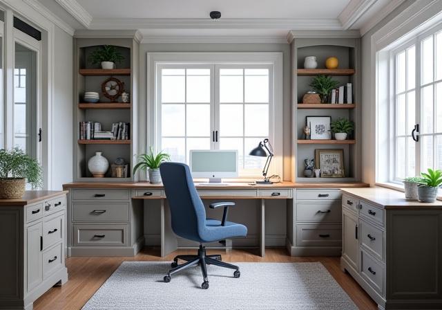 Nautical themed home office workspace