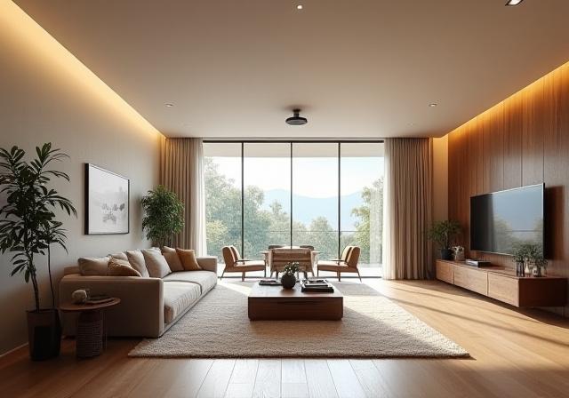 Open concept living area with modern design